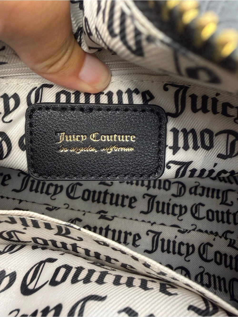 Juicy Couture Black Embossed Satchel with Gold Logo